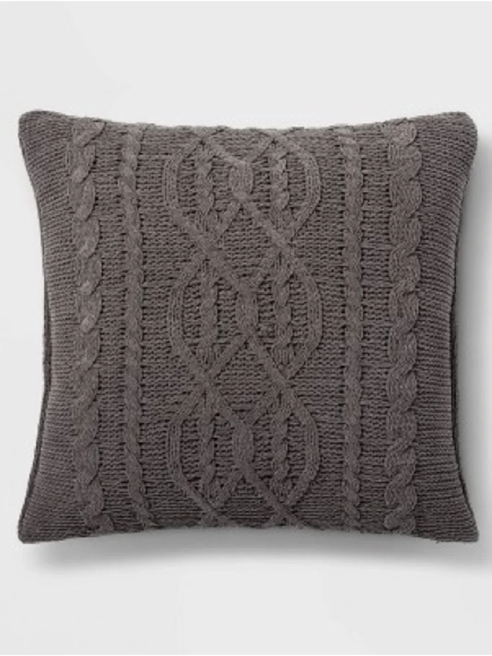 Cable Knit Chenille Oversize Square Throw Pillow Gray - Threshold™: 24x24”